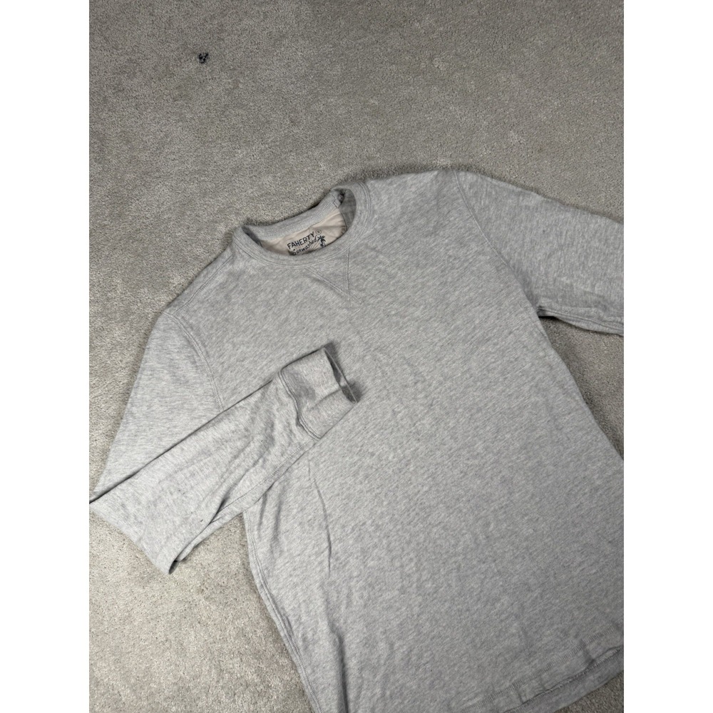 Faherty Sunwashed Slub Crew Mens S Gray Crewneck Natural Fiber  Organic Cotton